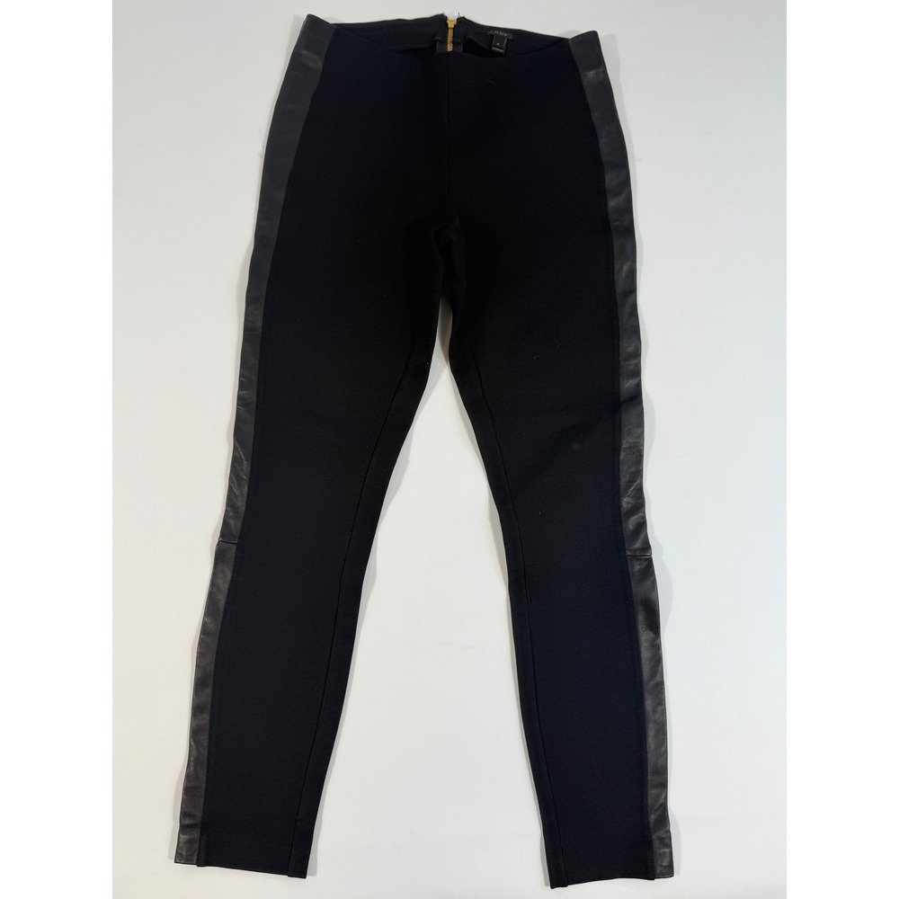 J.Crew Pixie Pants Women 4 Black Excellent Faux Leather Side Stripe Back Zip